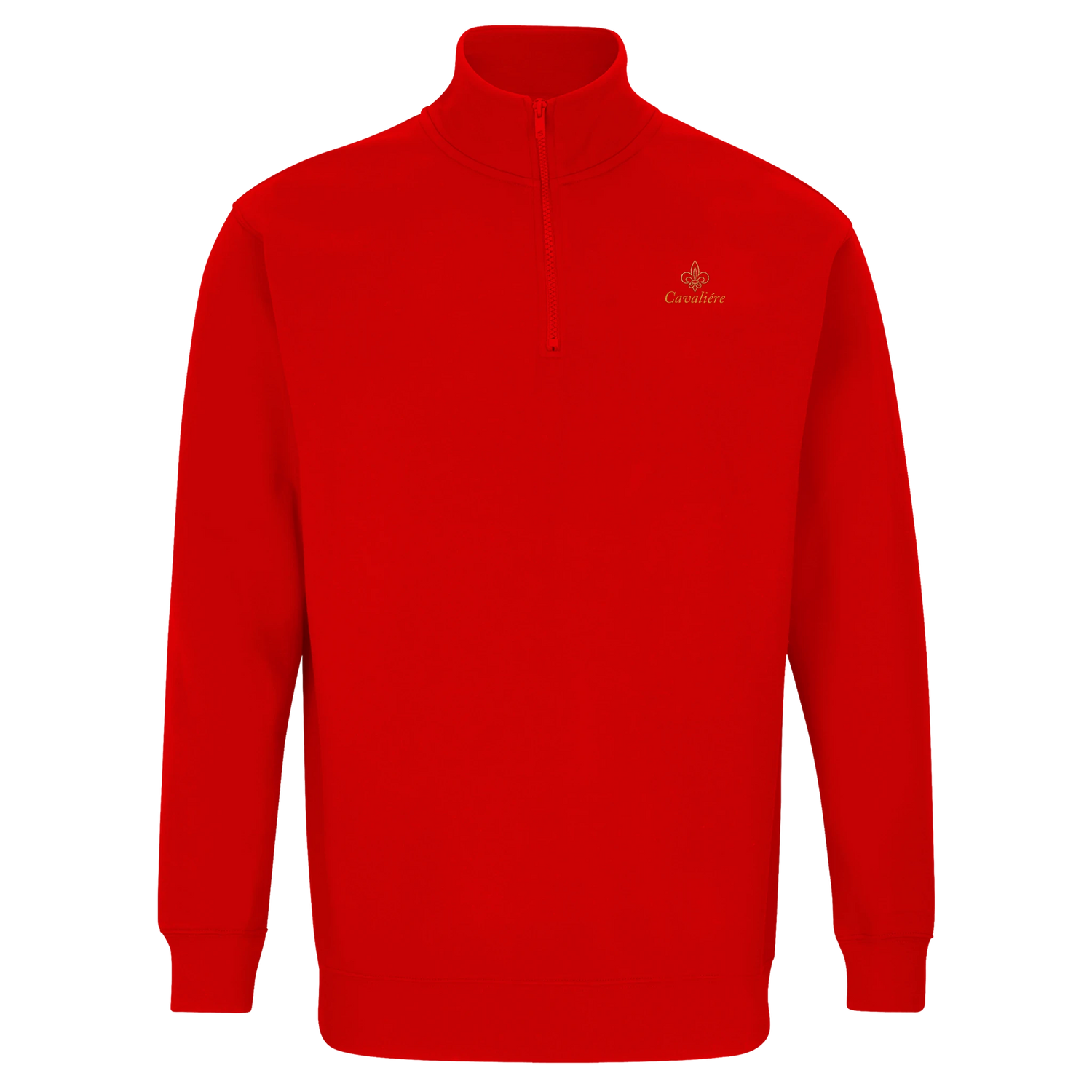 An Orange Cavaliére Unisex 1/4 Zip Sweatshirt