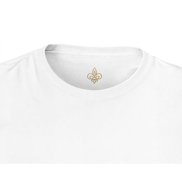 Women Crewneck T-shirt | Cavaliére in white with round neck and subtle gold logo detail inside collar area