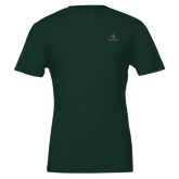 Premium Unisex Crewneck T-shirt | Cavaliére in dark green with small gold embroidered logo on chest, classic fit design