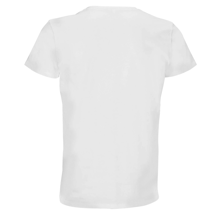 Women Crewneck T-shirt | Cavaliére in white shown from the back, clean minimalist design with short sleeves