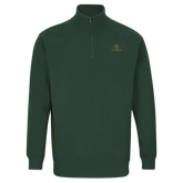 Cavaliére Unisex 1/4 Zip Sweatshirt in deep green with high collar and embroidered logo on the chest