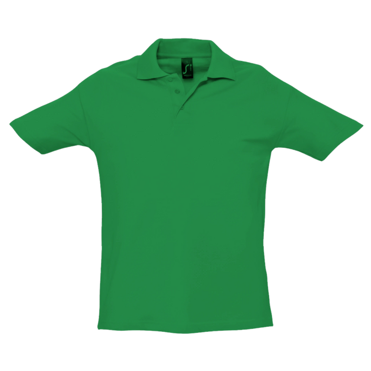 Stylish Green unisex Cavaliére polo shirt in breathable cotton piqué with a classic waffle texture and refined ribbed collar.