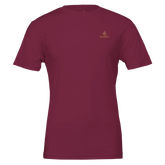 Premium Unisex Crewneck T-shirt | Cavaliére in rich burgundy with subtle gold embroidered logo on chest