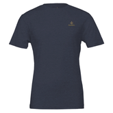 Premium Unisex Crewneck T-shirt | Cavalière in navy blue with small gold embroidered logo on back shoulder
