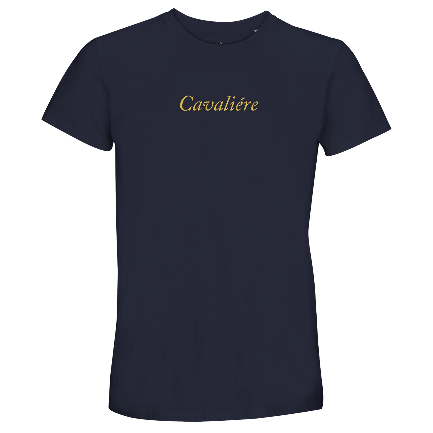Women Crewneck T-shirt | Cavalière in navy with gold script logo, classic fit and simple crew neck design