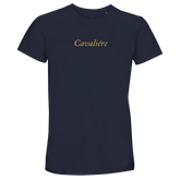 Women Crewneck T-shirt | Cavalière in navy with gold script logo, classic fit and simple crew neck design