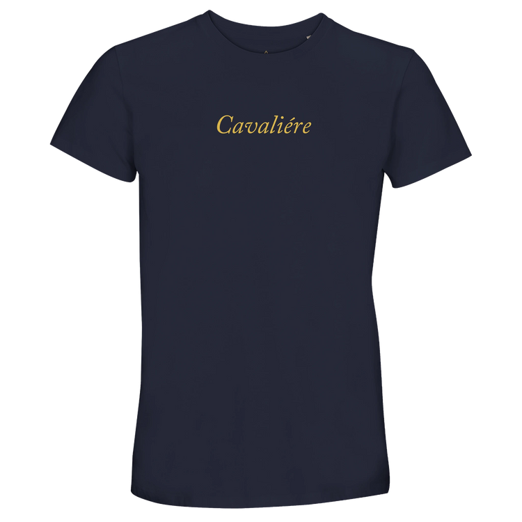 Women Crewneck T-shirt | Cavalière in navy with gold script logo, classic fit and simple crew neck design
