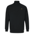Cavaliére Unisex 1/4 Zip Sweatshirt in black with high collar and small gold embroidered logo on chest