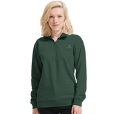 Cavaliére Unisex 1/4 Zip Sweatshirt in dark green with embroidered logo and high collar, styled for casual comfort