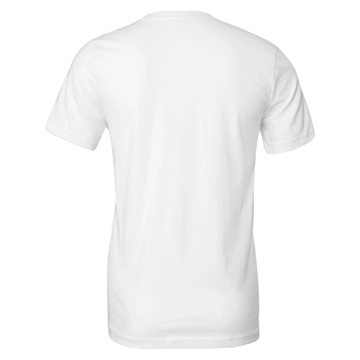 Premium Unisex Crewneck T-shirt | Cavaliére shown from the back in classic plain white crew neck design