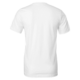 Premium Unisex Crewneck T-shirt | Cavaliére shown from the back in classic plain white crew neck design