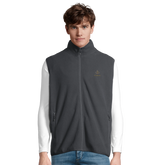 Cavaliére Unisex Microfleece Zip Vest in charcoal grey with high collar and subtle embroidered logo on chest