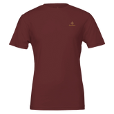 Premium Unisex Crewneck T-shirt | Cavaliére in deep burgundy with small embroidered logo on chest in gold thread