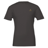 Premium Unisex Crewneck T-shirt | Cavaliére in dark grey with small gold embroidered logo on chest, classic fit crew neck style