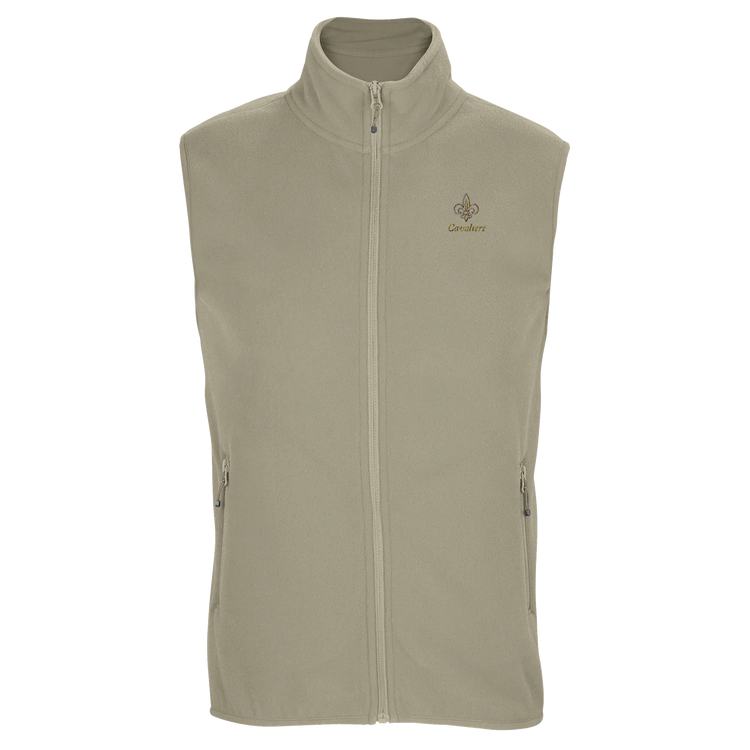 Cavaliére Unisex Microfleece Zip Vest in light beige with stand collar and subtle embroidered logo on the chest
